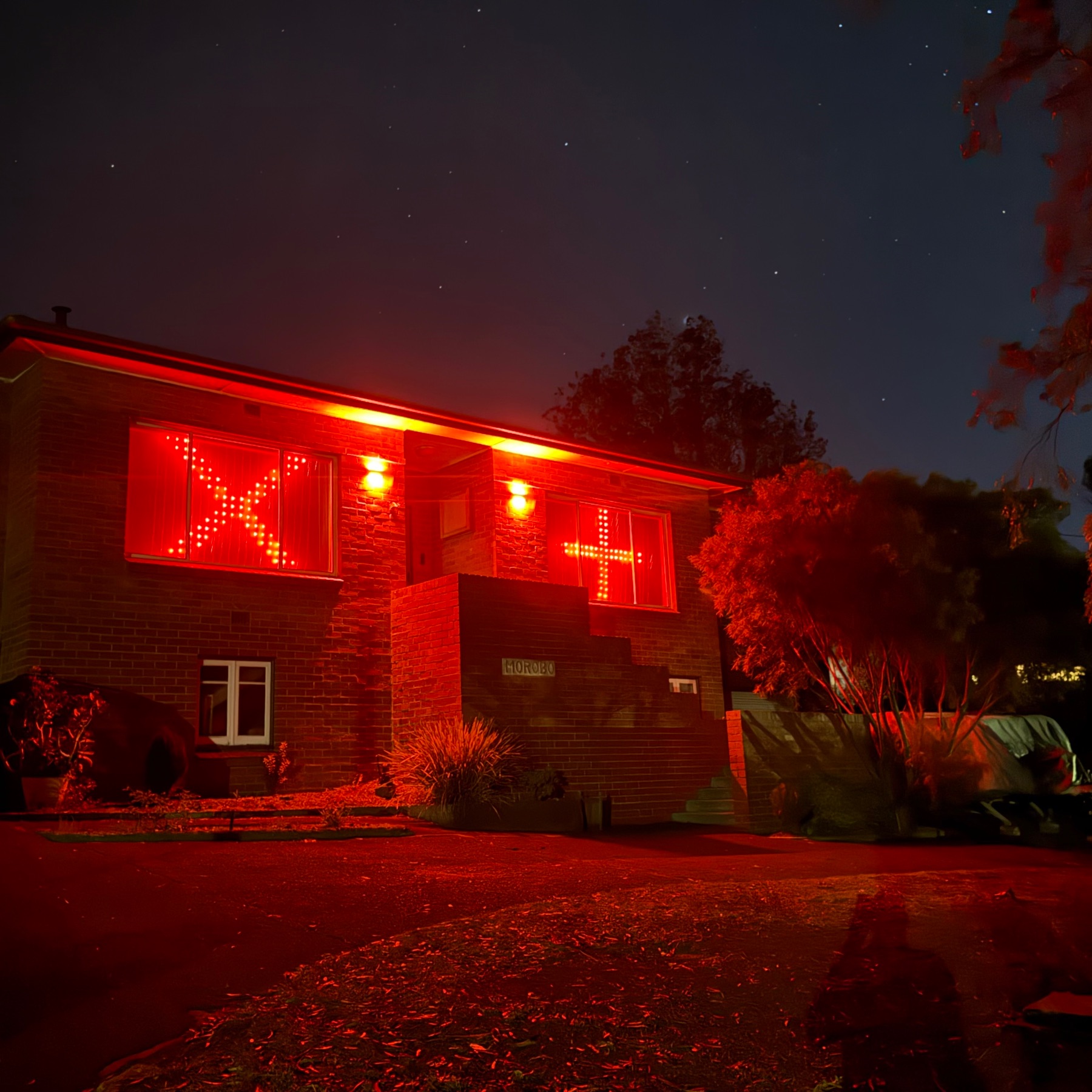 House with red lights