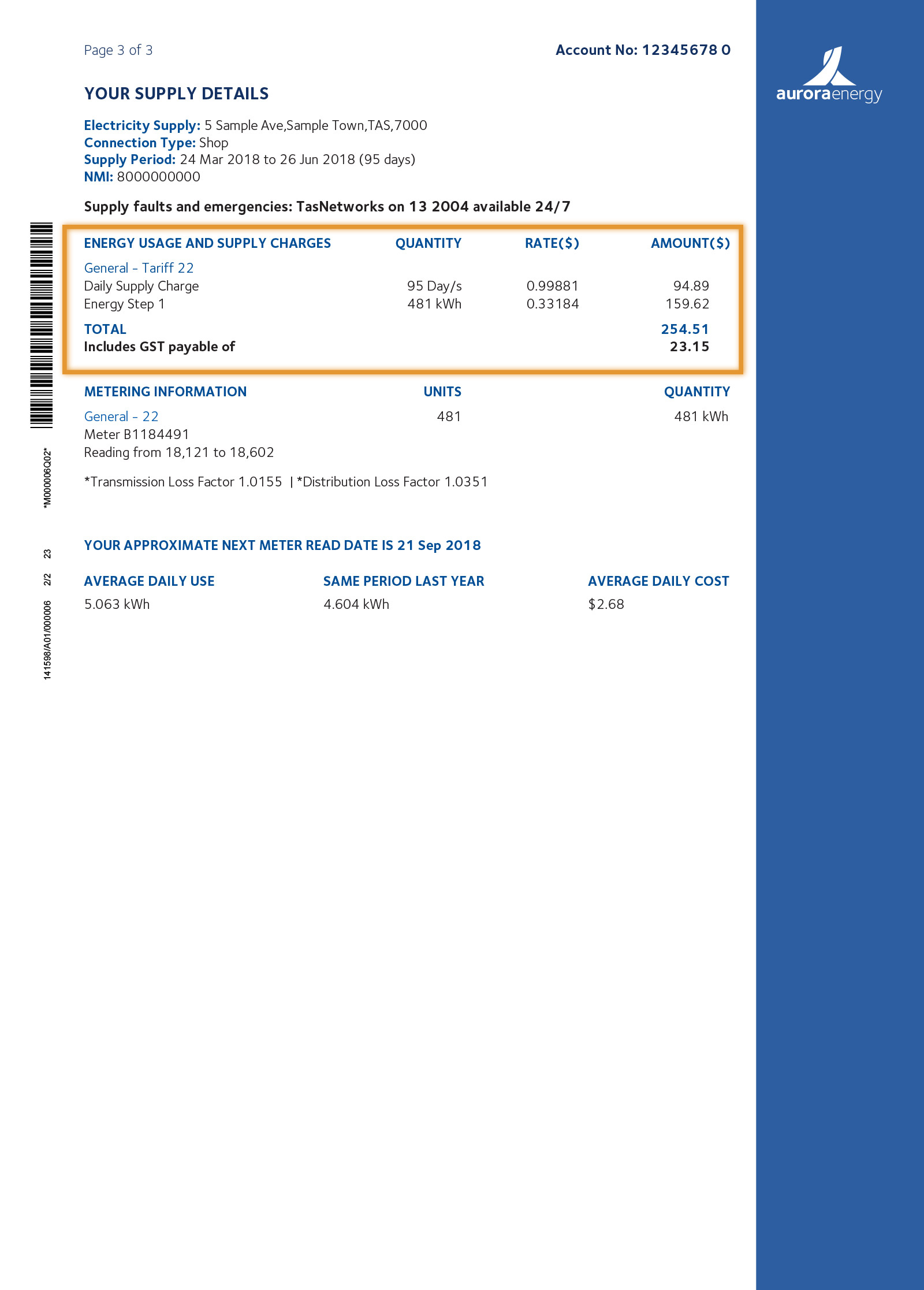 Find your small business tariff on your bill