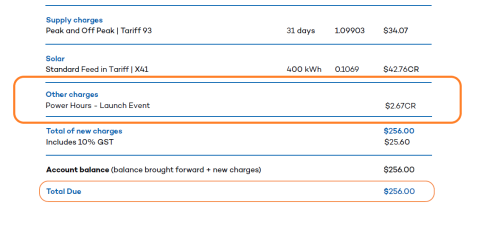 Power hours on bill