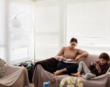 family on couch